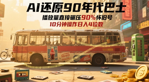 AI还原90年代巴士，一帧就让70后泪崩，播放量直接碾压90%怀旧号，每天操作十分钟，日入四位数-志拓网创