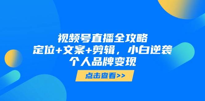 （14819期）视频号直播全攻略，定位+文案+剪辑，小白逆袭个人品牌变现-志拓网创
