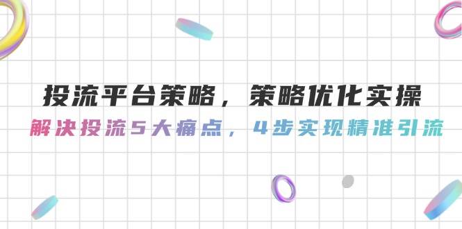 投流平台策略，策略优化实操，解决投流5大痛点，4步实现精准引流-志拓网创