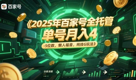 2025年百家号全托管，单号月入4-5位数，懒人福音，纯挂G玩法【揭秘】-志拓网创