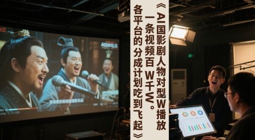 AI三国影视剧人物对口型唱歌玩法，一条视频百W千W播放，各平台的分成计划吃到飞起-志拓网创