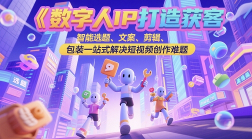 数字人IP打造获客变现实操课，智能选题、文案、剪辑、包装一站式解决短视频创作难题-志拓网创