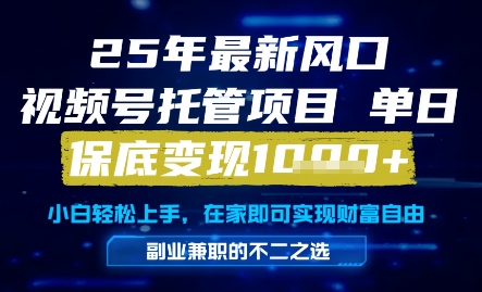 25年最新风口，视频号托管项目，单日保底变现1k+，手把手教学【揭秘】-志拓网创