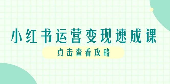小红书运营变现速成课，账号搭建到暴力起号，个人IP全流程指南-志拓网创