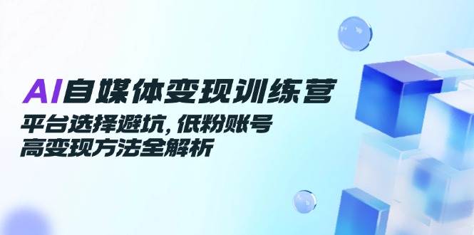 AI自媒体变现训练营，平台选择避坑，低粉账号高变现方法全解析-志拓网创