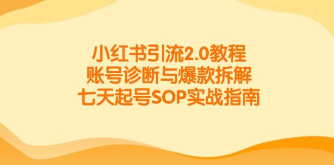 小红书引流2.0教程，账号诊断与爆款拆解，七天起号SOP实战指南-志拓网创