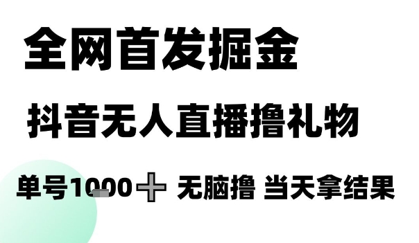 全网首发掘金抖音无人直播撸礼物，单号1k +无脑撸，当天拿结果【揭秘】-志拓网创