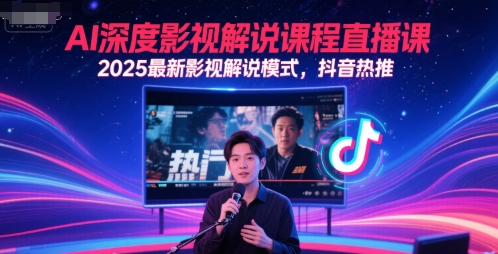 AI深度影视解说课程直播课，2025最新影视解说模式，抖音热推-志拓网创