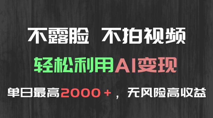 （15034期）不露脸，不拍视频，轻松利用AI变现，单日最高2000＋，无风险高利润-志拓网创