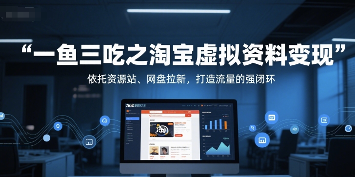 一鱼三吃之淘宝虚拟资料变现，依托资源站、网盘拉新，打造流量的强闭环-志拓网创