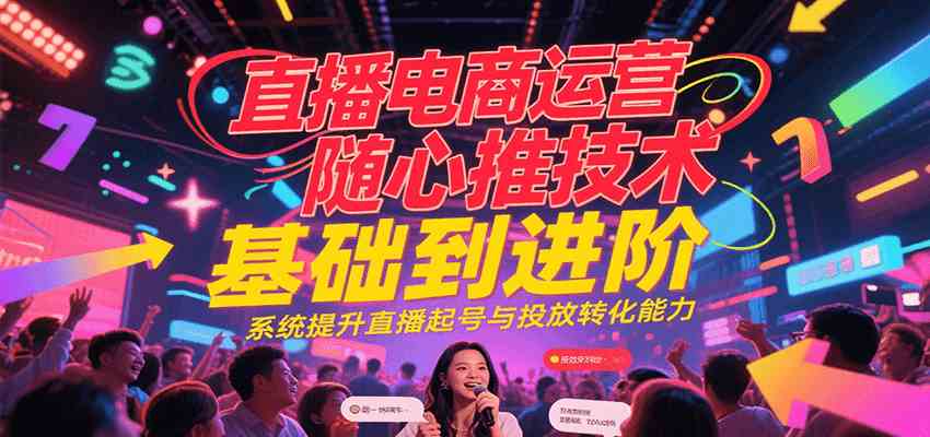 直播电商运营随心推投放技术基础到进阶，系统提升直播起号与投放转化能力-志拓网创
