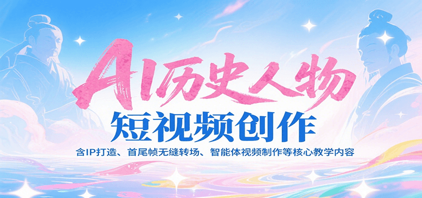AI历史人物短视频创作，含IP打造、首尾帧无缝转场、智能体视频制作等核心教学内容-志拓网创