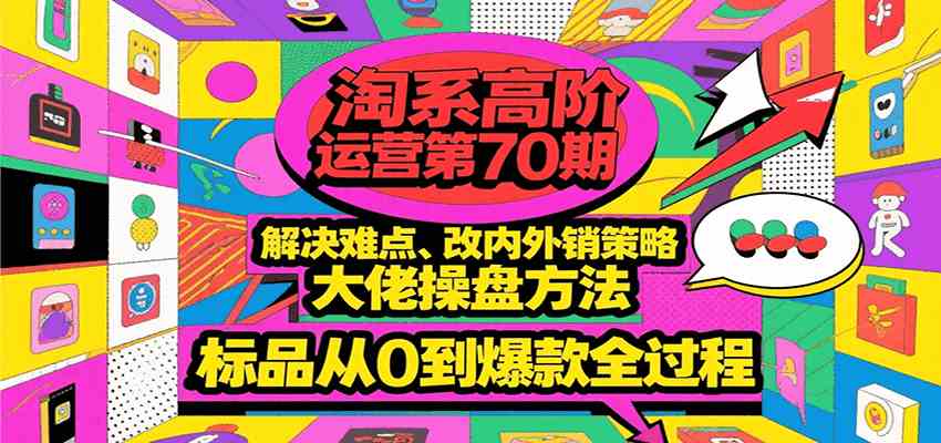 淘系高阶运营第70期，解决难点、改内外销策略，大佬操盘方法，标品从0到爆款全过程-志拓网创