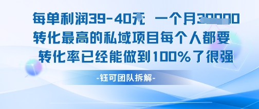 每单利润40一个月7k+转化最高的私域项目，每个人都要的产品转化率已经能做到100%-志拓网创