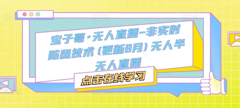 宝子哥·无人直播-非实时防风技术(更新25年7月)无人半无人直播-志拓网创
