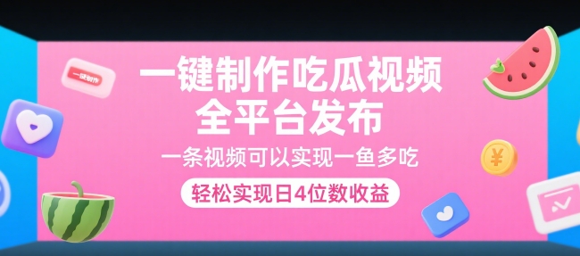 一键制作吃瓜视频，全平台发布，一条视频可以实现一鱼多吃，轻松实现日4位数收益【揭秘】-志拓网创