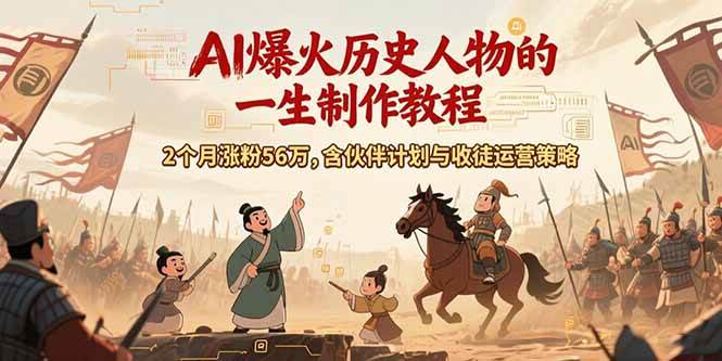 （15336期）AI历史人物赛道课程，2个月涨粉56万，含伙伴计划与收徒运营策略-志拓网创
