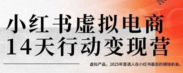 小红书虚拟电商14天变现训练营，虚拟产品，2025年普通人在小红书最后的搞钱机会-志拓网创