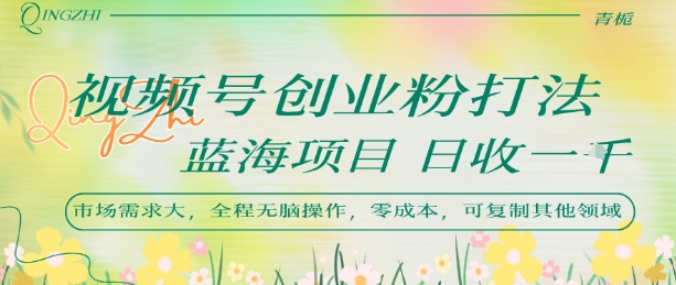 视频号创业粉打法，日入1k，蓝海项目，市场需求大，全程无脑操作，可复制-志拓网创