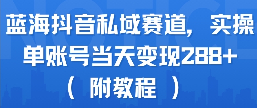 蓝海抖音私域赛道，实操单账号当天变现288+(附教程)-志拓网创
