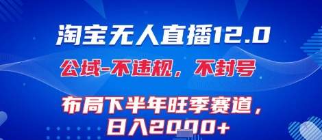 淘宝无人直播12.0，不封号，不违规，布局下半年旺季赛道，日入1k+(独家技术)【揭秘】-志拓网创
