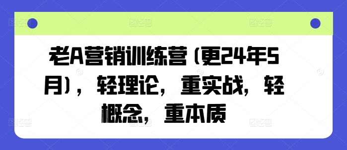 老A营销训练营(更25年7月)，轻理论，重实战，轻概念，重本质-志拓网创