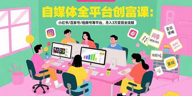 （15479期）自媒体全平台创富课：小红书/百家号/视频号等平台，月入3万变现全流程-志拓网创