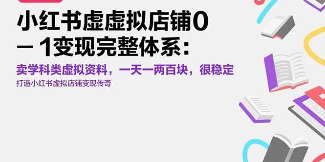 （15489期）小红书虚拟店铺0-1变现完整体系：卖学科类虚拟资料，一天一两百块，很稳定-志拓网创