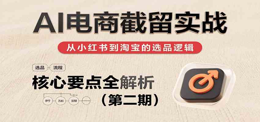AI电商截留实战，小红书、淘宝等电商平台选品思路及核心要点（第二期）-志拓网创