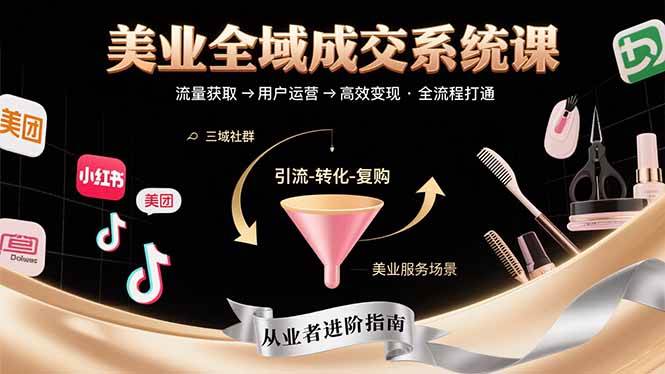 （15650期）美业全域成交系统课程：帮助美业从业者打通从流量获取到高效变现全流程-志拓网创