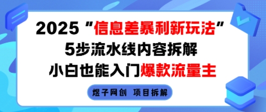 2025信息差暴利新玩法，5步流水线内容拆解，小白也能入门爆款流量主-志拓网创