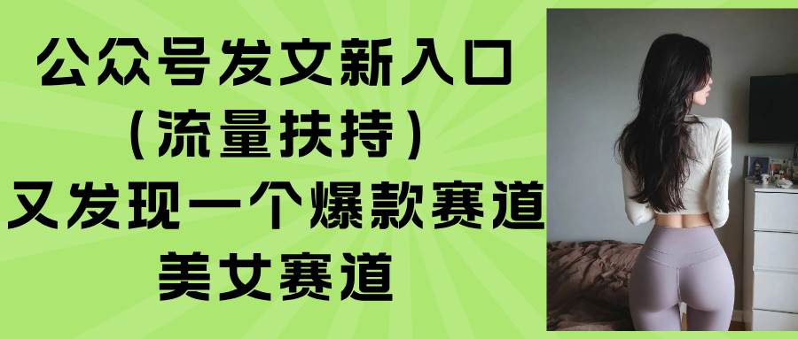 （15781期）公众号发文新入口（流量扶持），又发现一个爆款赛道：美女赛道-志拓网创