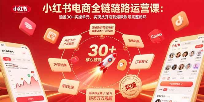 （15751期）小红书电商全链路运营课：涵盖30+实操单元，实现从开店到爆款账号完整闭环-志拓网创