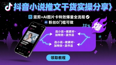 抖音小说推文干货实操分享，混剪+AI图片卡特效爆量全流程，0粉丝0门槛可做-志拓网创