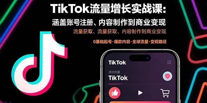 （15791期）TikTok流量增长实战课：涵盖账号注册、流量获取、内容制作到商业变现-志拓网创