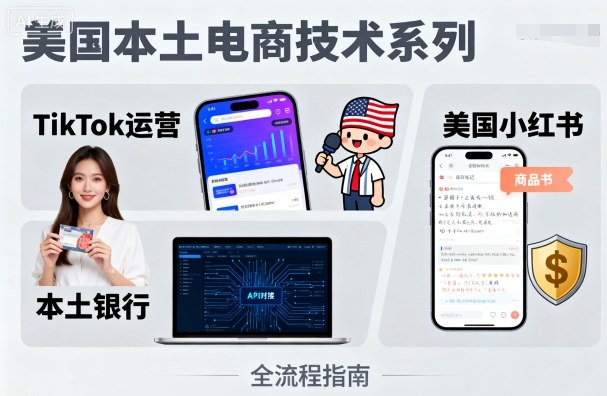 美国本土电商技术，Tiktok 运营篇+美国小红书篇+本土银行篇-志拓网创