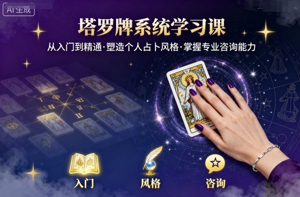 塔罗牌系统学习课，助你从入门到精通，塑造个人占卜风格，掌握专业咨询能力-志拓网创