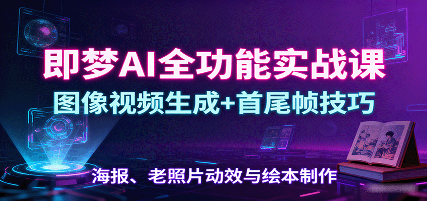 即梦AI全功能实战课：图像视频生成+首尾帧技巧，海报、老照片动效与绘本制作-志拓网创