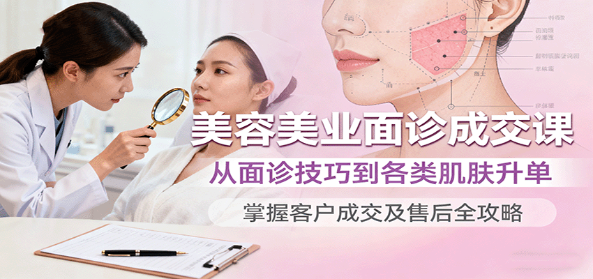 美容美业面诊成交课，从面诊技巧到各类肌肤升单，掌握客户成交及售后全攻略-志拓网创