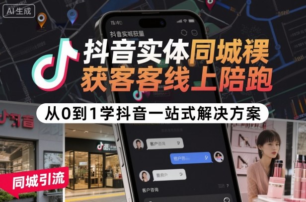 抖音实体同城获客线上陪跑，从0到1学抖音一站式解决方案-志拓网创