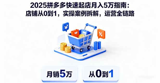 （16199期）2025拼多多快速起店月入5万指南：店铺从0到1，实操案例拆解，运营全链路-志拓网创