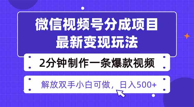 （16246期）视频号分成最新玩法，两天暴力起号变现1500+，爆款视频制作只需要2分钟…-志拓网创