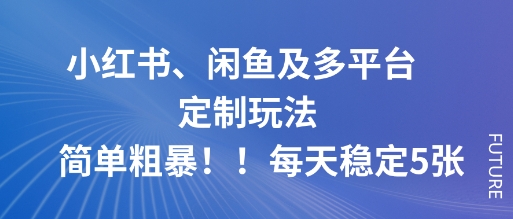 小红书、闲鱼及多平台定制玩法简单粗暴！每天稳定5张-志拓网创