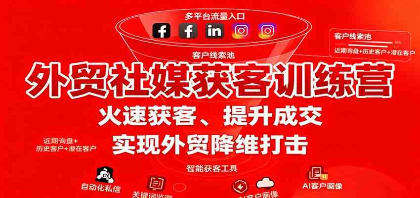 外贸社媒获客训练营，火速获客、提升成交，实现外贸降维打击-志拓网创