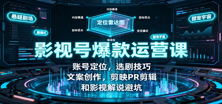 影视号爆款运营课：账号定位，选剧技巧，文案创作，剪映PR剪辑和影视解说避坑-志拓网创