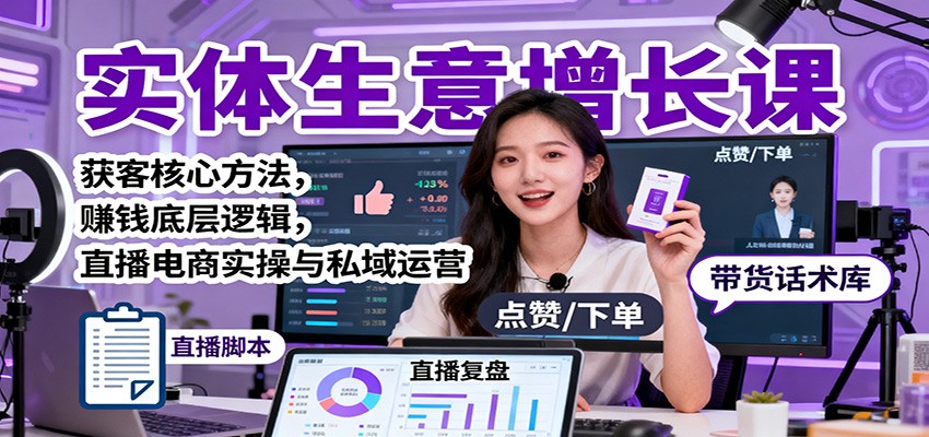 实体生意增长课：获客核心方法，赚钱底层逻辑，直播电商实操与私域运营-志拓网创