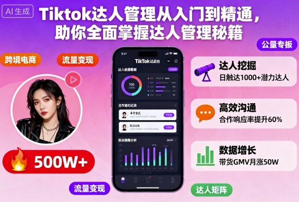 Tiktok达人管理从入门到精通，助你全面掌握达人管理秘籍-志拓网创