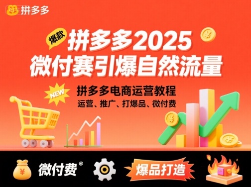 拼多多2025微付费引爆自然流量，拼多多电商运营教程，运营、推广、打爆品、微付费（更新）-志拓网创