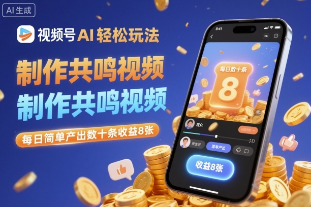 视频号AI轻松玩法，制作共鸣视频，每日简单产出数十条收益8张-志拓网创