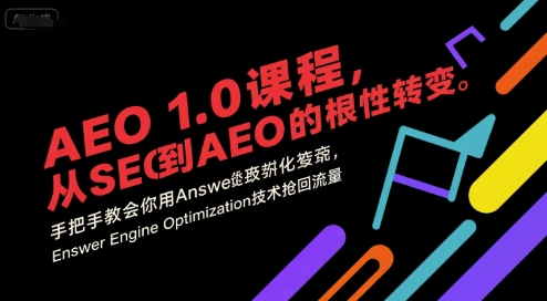 AEO 1.0 课程，从SEO到AE0的基命性转变，手把手教会你用AnswerEngineOptimization技术抢回流量（更新）-志拓网创